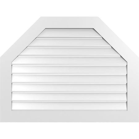 Ekena Millwork Octagonal Top Surface Mount PVC Gable Vent: Functional, w/ 3-1/2"W x 1"P Standard Frame, 42"W x 32"H GVPOT42X3201SF